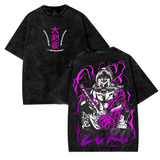 zoro anime graphic tee oversized washed style model wearing